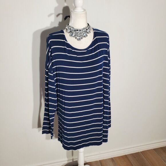 Ava & Viv Tops - AVA & VIV BASIC TOP BLUE LONG SLEEVE RAYON SPANDEX SIZE 4X